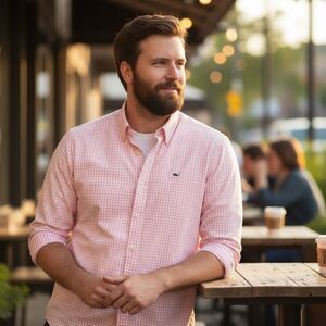 Vineyard Vines Pink White Gingham Long Sleeve Performance Button Down Shirt XL